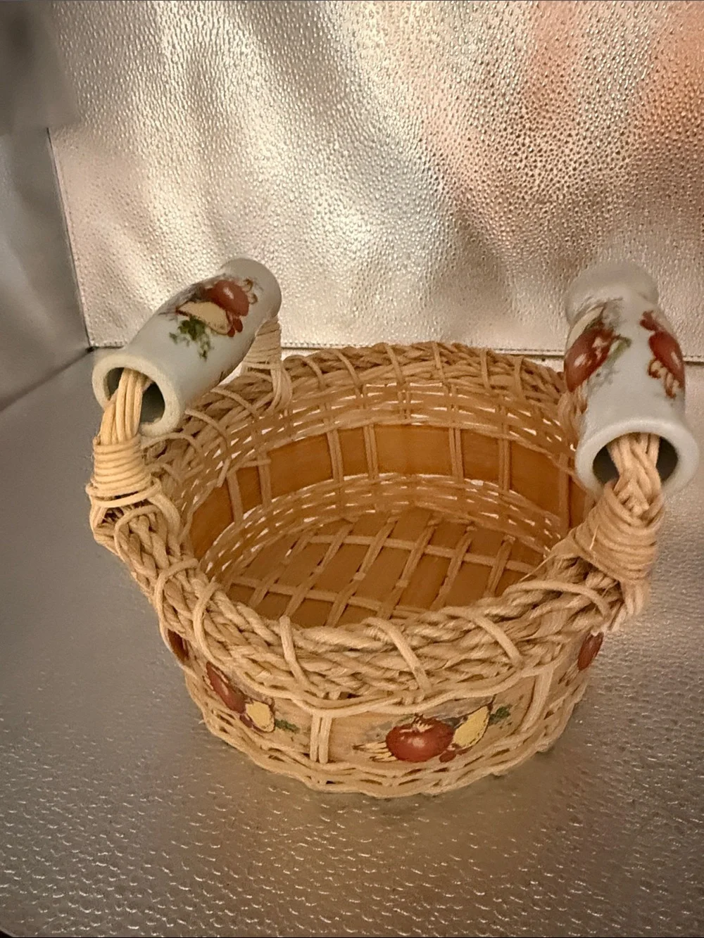 Wicker Fruit Accent Basket with Ceramic Handles